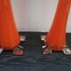 Pair of soliflores vases in orange glass