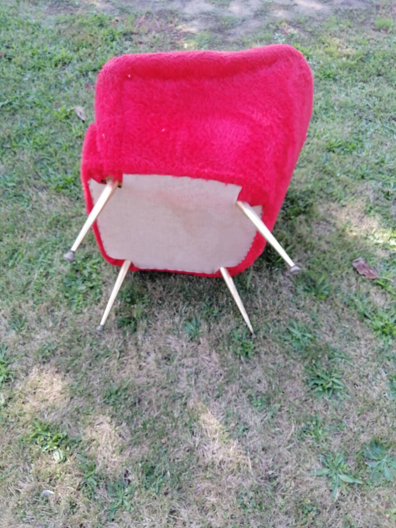 ARMCHAIR AND FOOTREST VINTAGE YEAR 1970 MOUMOUTE COLOR RED