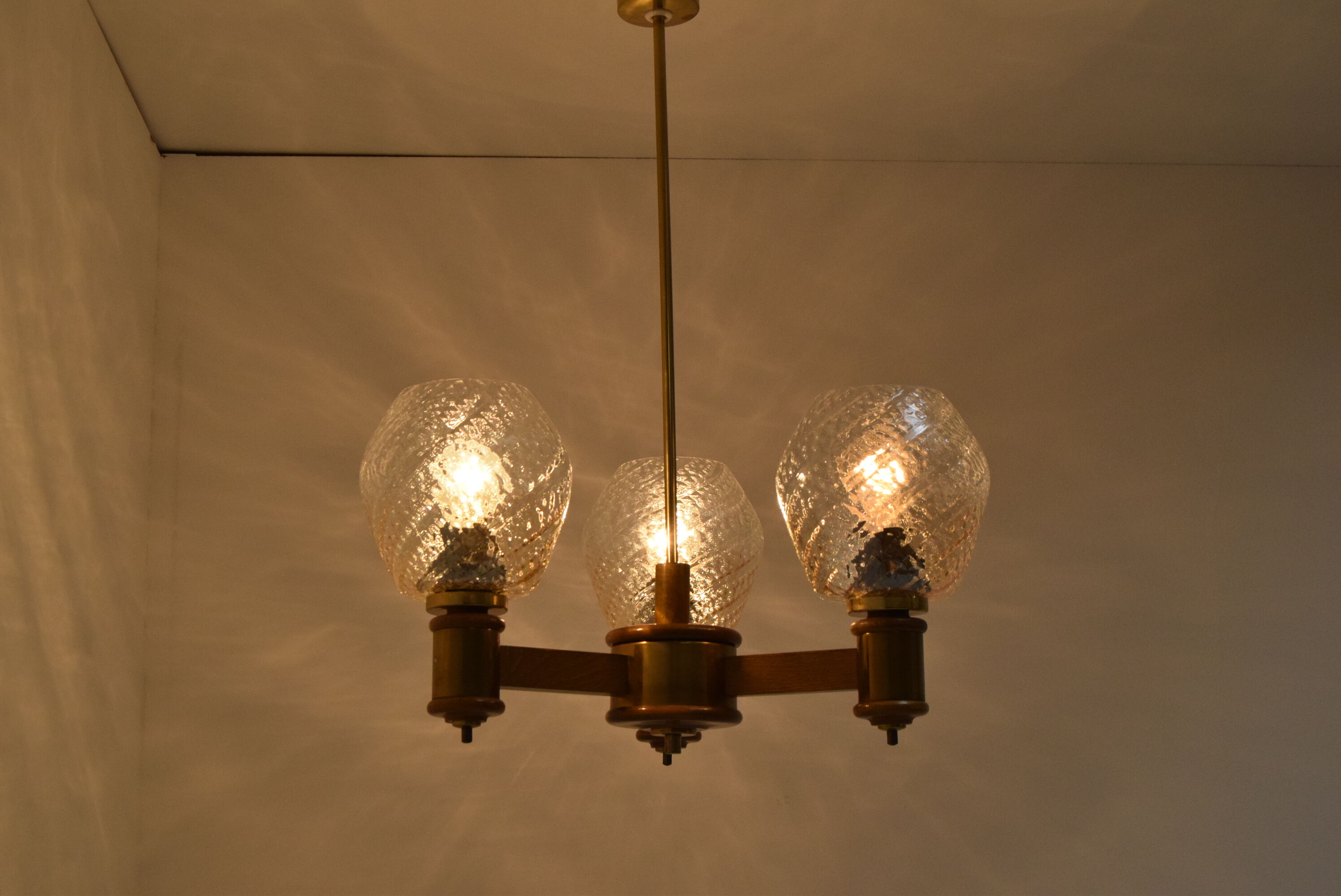 Mid-century Wood Chandelier,1970's.