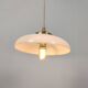 Vintage suspension in white opaline with a bulged shape – 1960s lampshade, brass.
