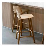 Solid wood stool with backrest