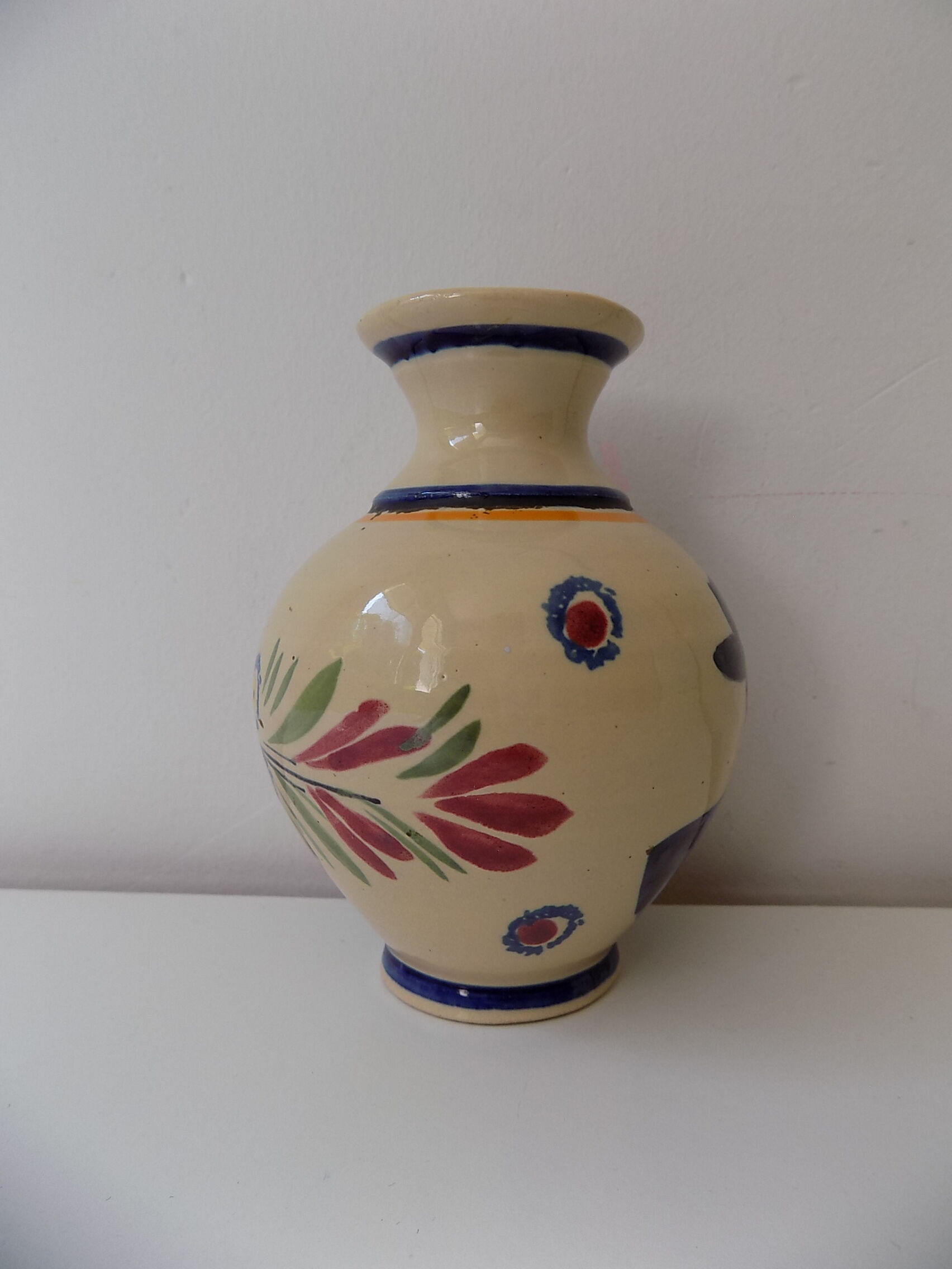 Henriot Quimper earthenware numbered vase