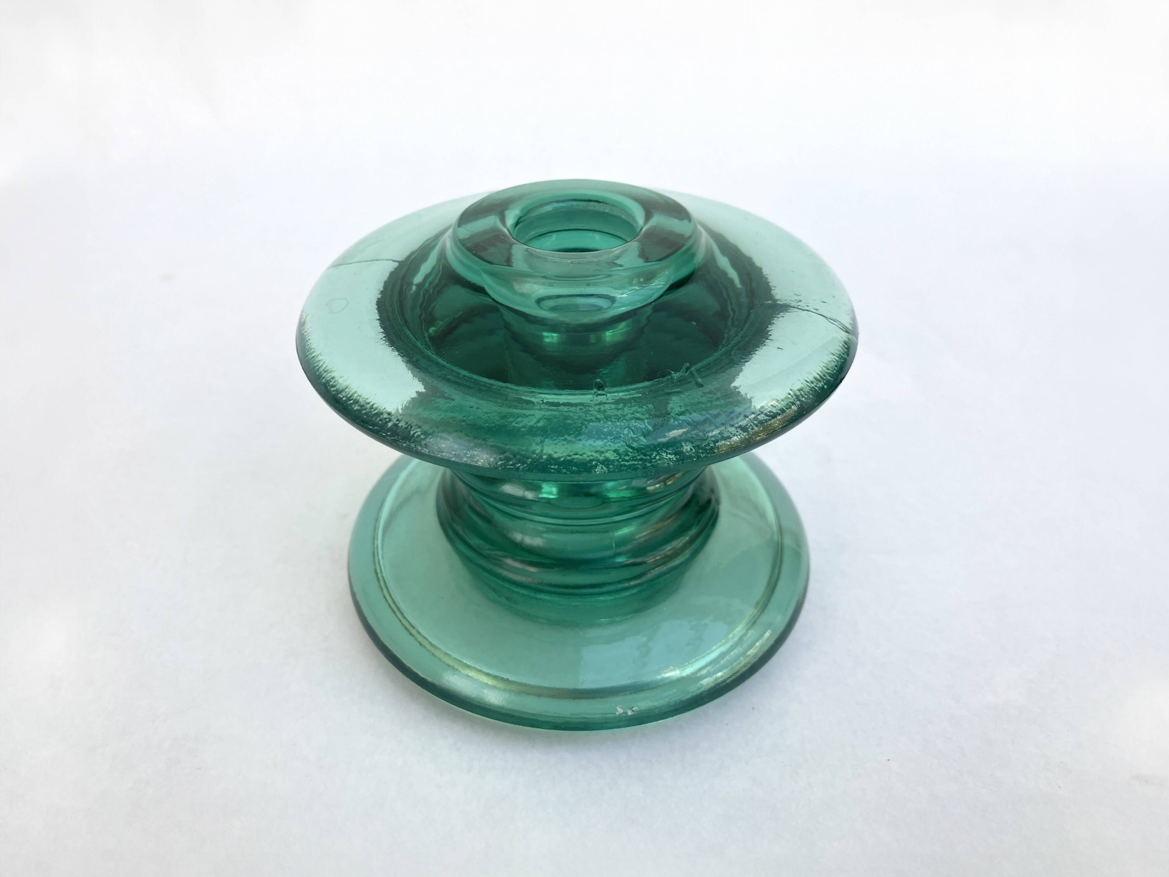 Old EDF EIV A21 insulator to be converted into an industrial candle holder • tempered glass