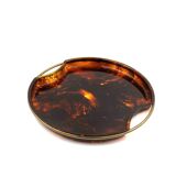 Hollywood regency brass and tortoiseshell lucite tray, Guzzini Italy 1970s