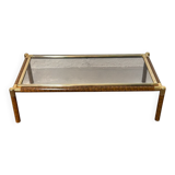 Gold-tone metal and imitation elm burl coffee table