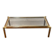 Gold metal coffee table with elm burl imitation.