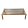 Gold metal coffee table with elm burl imitation.