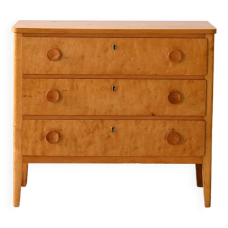 Teak chest of drawers with 3 drawers and 3 locks