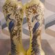 Pair of Legras vases in peacock glass