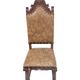 Set of 4 Spanish Renaissance chairs from the 19th century - carved wood with waffle leather.