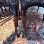 Set of 6 English Chippendale chairs from the 19th century – Mahogany, jacquard fabric