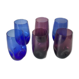 6 blue and purple orangeade glasses