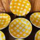 Set of 12 deep plates Digoin Sarreguemines Scottish model yellow.