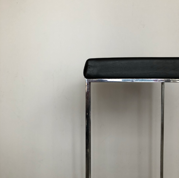 High square chrome steel stool