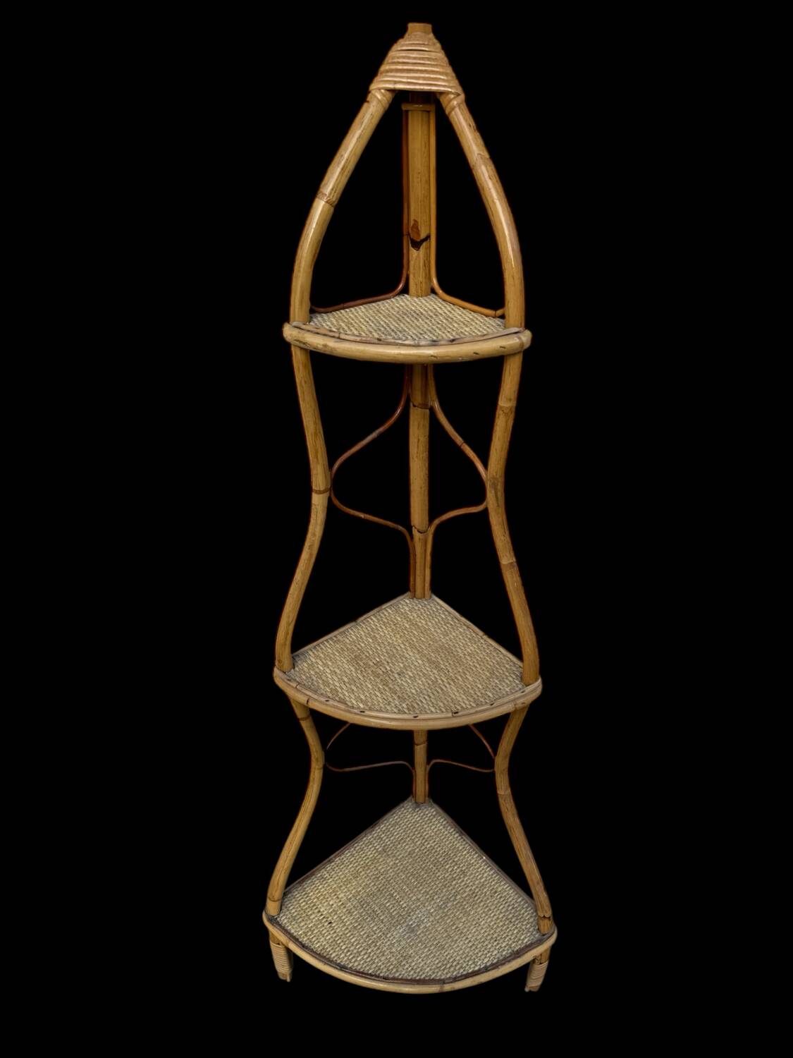 Rattan corner shelf from the 60s Italy
