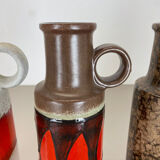 Set of 4 vintage pottery fat lava vases made by Scheurich, Germany, 1970s