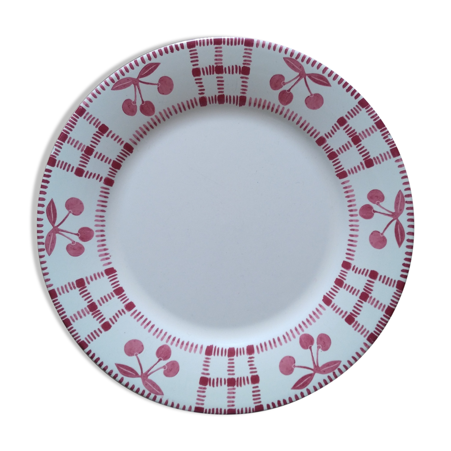 Earthenware serving plate with cherry decoration