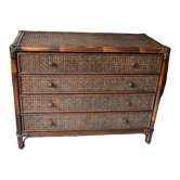 Vintage rattan bamboo chest of drawers