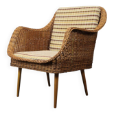 Rattan armchair from the 1970s by Uluv, Czechoslovakia
