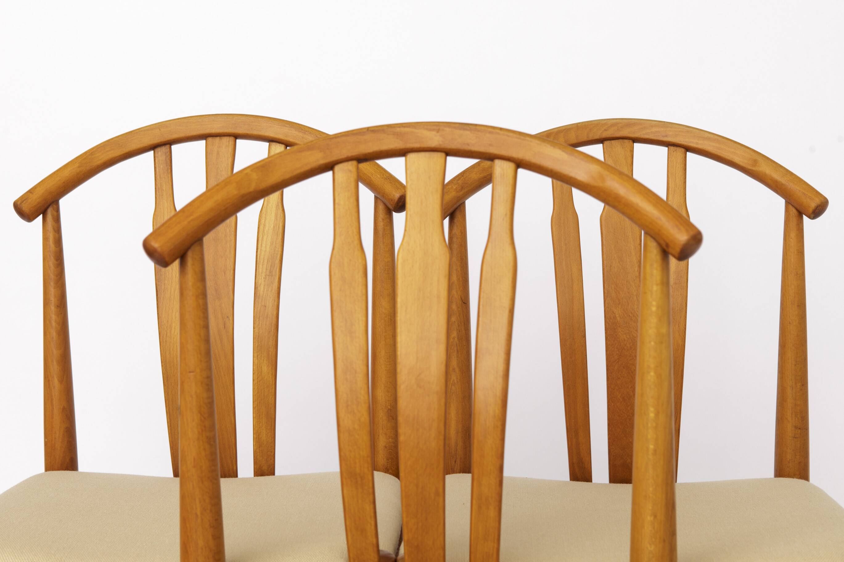 Set of 3 Vintage Swedish Chairs | Carl-Ewert Ekström | 1970s Beechwood