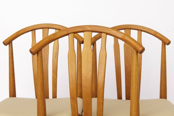 Ensemble de 3 chaises vintage suédoises   Carl-Ewert Ekström   Années 1970 en hêtre
