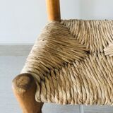 Children's chair blond wood and straw