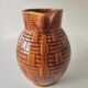Caramel brown pitcher in glazed ceramic with barbotine finish from the 60s