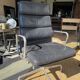 Eames soft pad chair in black leather, Herman Miller edition.