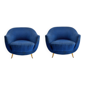 Set of Mid-Century Italian Armchairs attributed to ISA, 1950s
