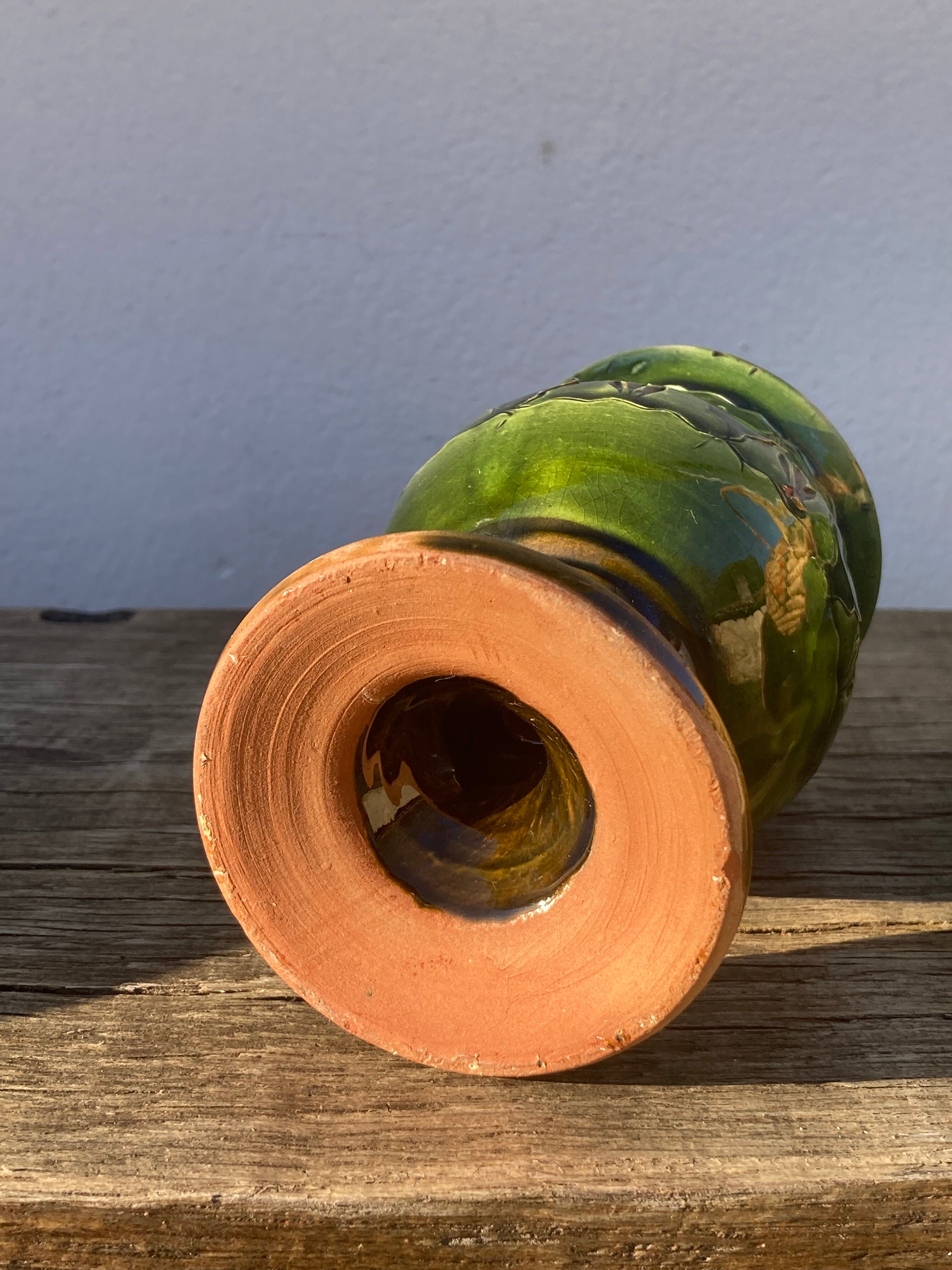 4 verres ou tasses en céramique grès émaillé vert