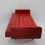 1970s Red Leatherette Sofa ,Czechoslovakia