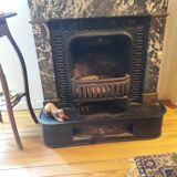 Old black marble fireplace