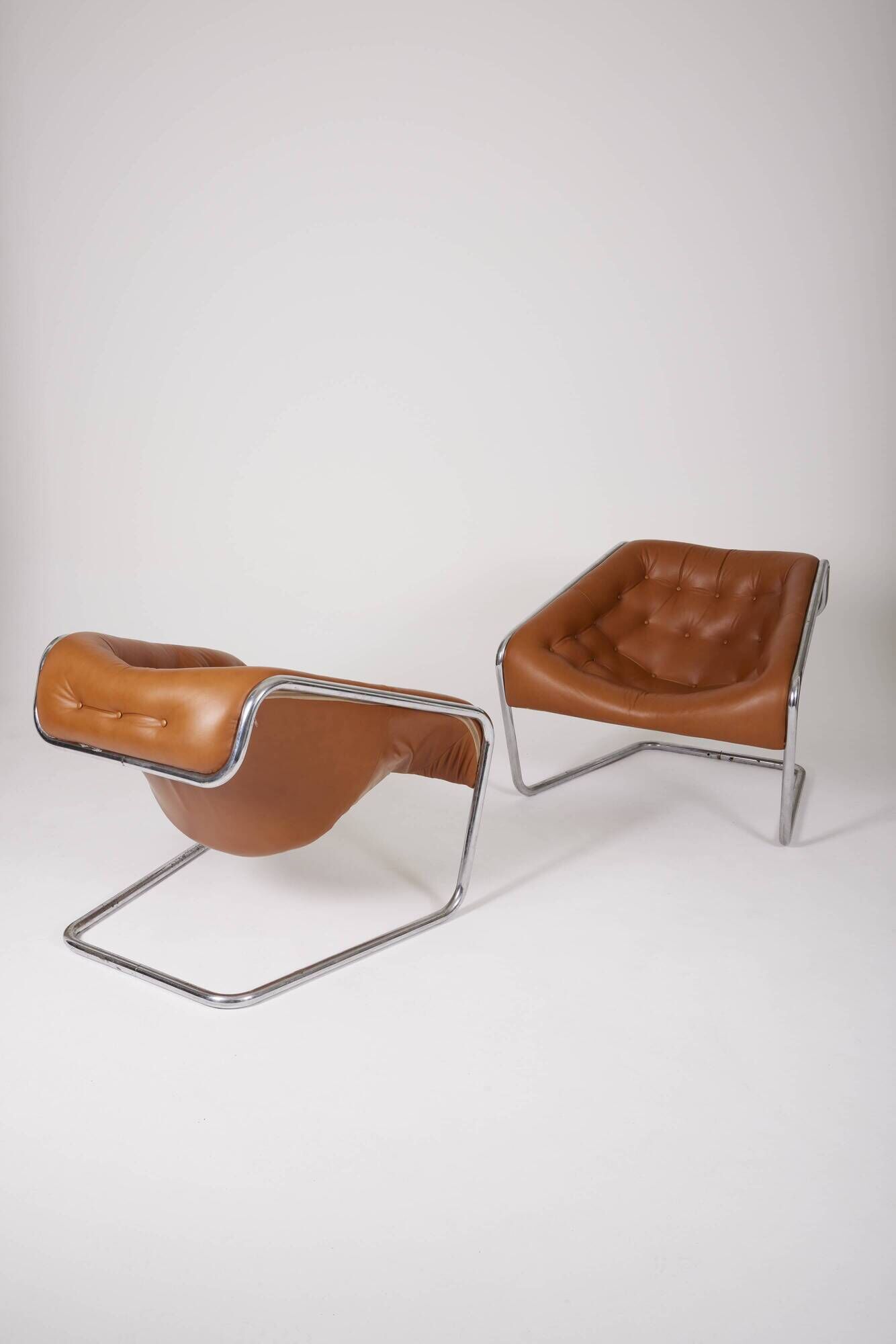 Fauteuil en cuir "Boxer" Kwok Hoi Chan pour Steiner, 1970s
