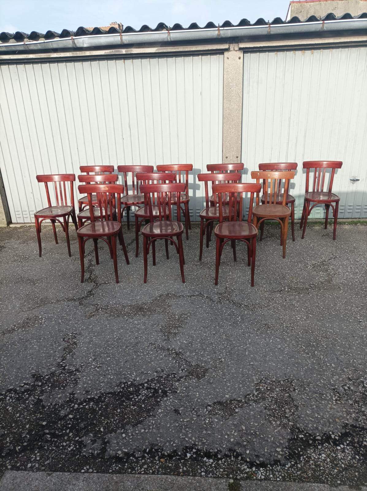 Bistro lot 9 tables and 16 chairs mahieu Jule bry