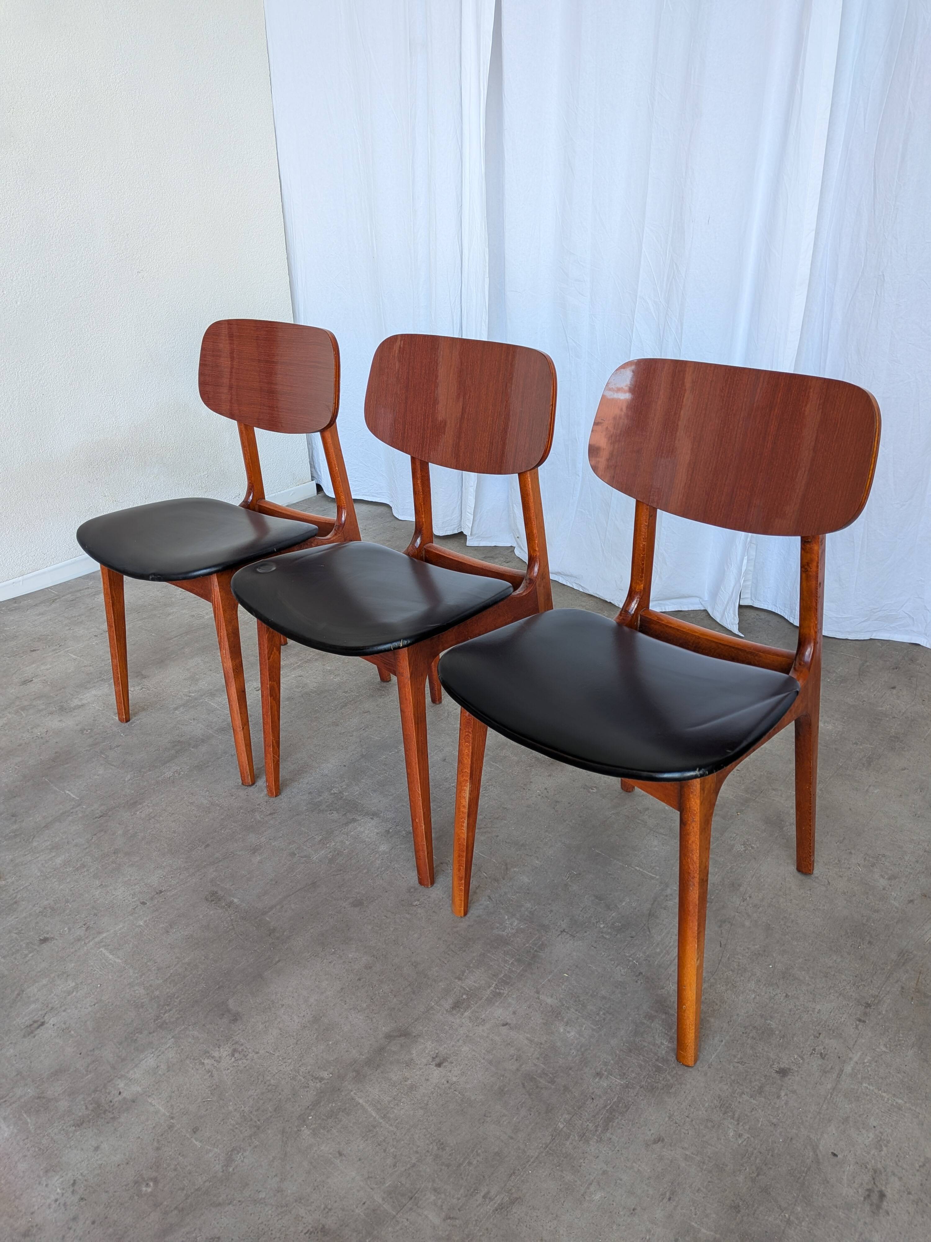 SET of 3 Vintage STOL Kamnik Dining Chair: 1970s Yugoslavian Mid-Century Mo