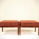 Set of two vintage-style footstools, bouclé cinnamon color