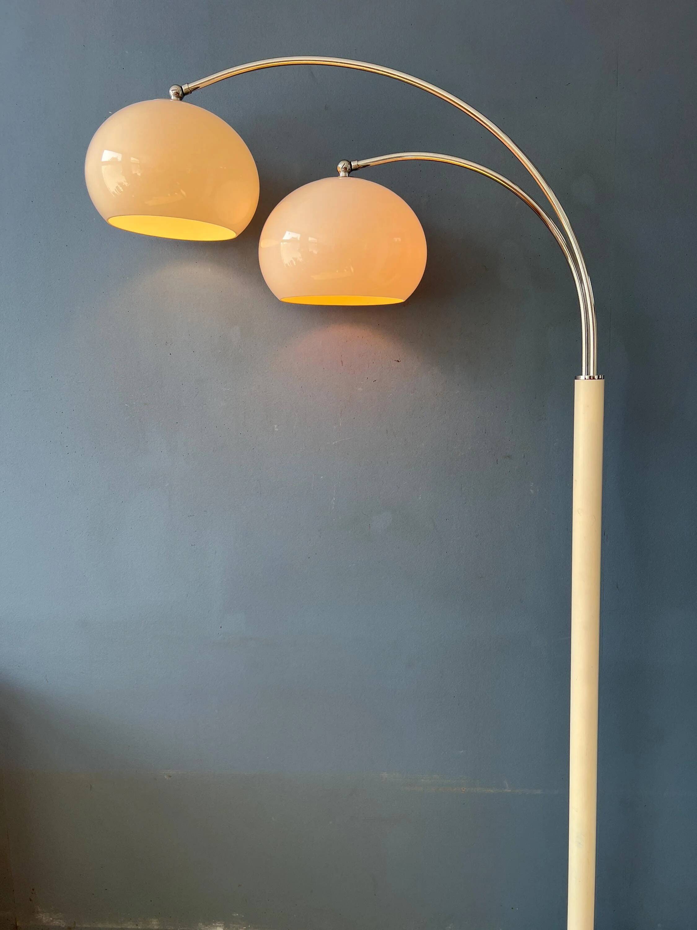 Space Age Dijkstra double arc white mushroom floor lamp