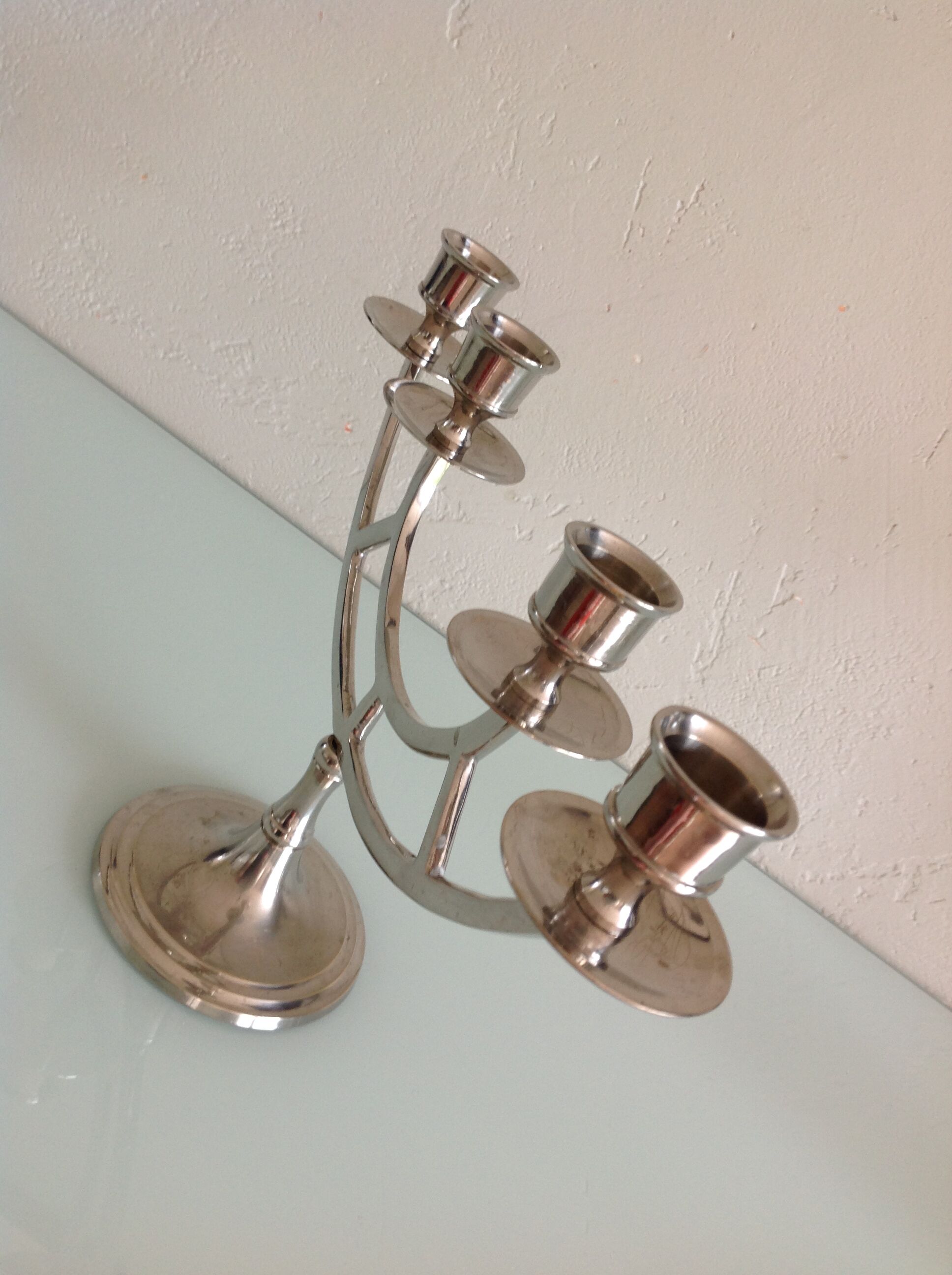 70-year-old chrome/vintage metal straight-line chandelier