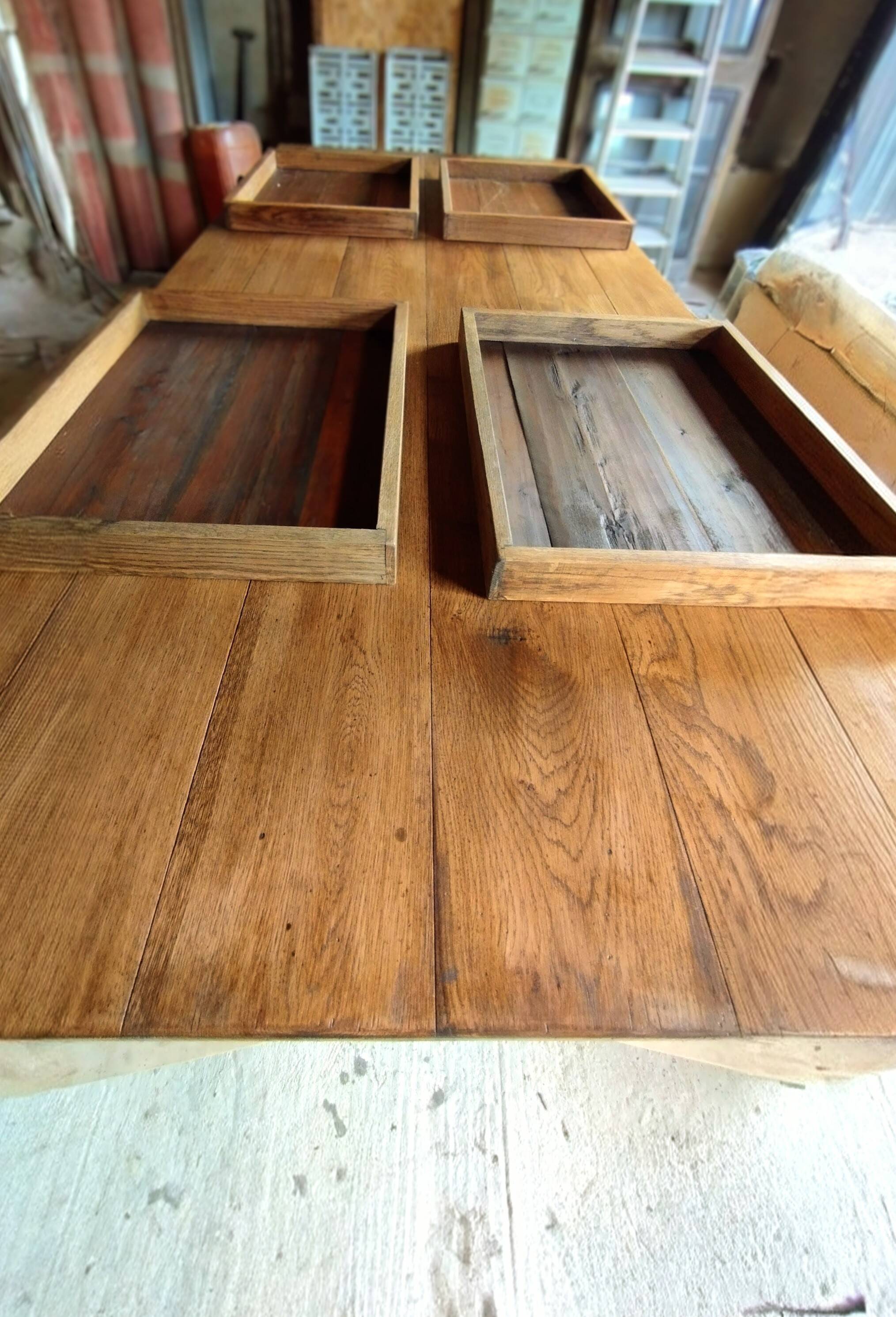 Solid oak farmhouse table, 270x120 cm, with 4 drawers