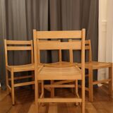 Set of 4 solid wood chairs 60/70 Franco-British College