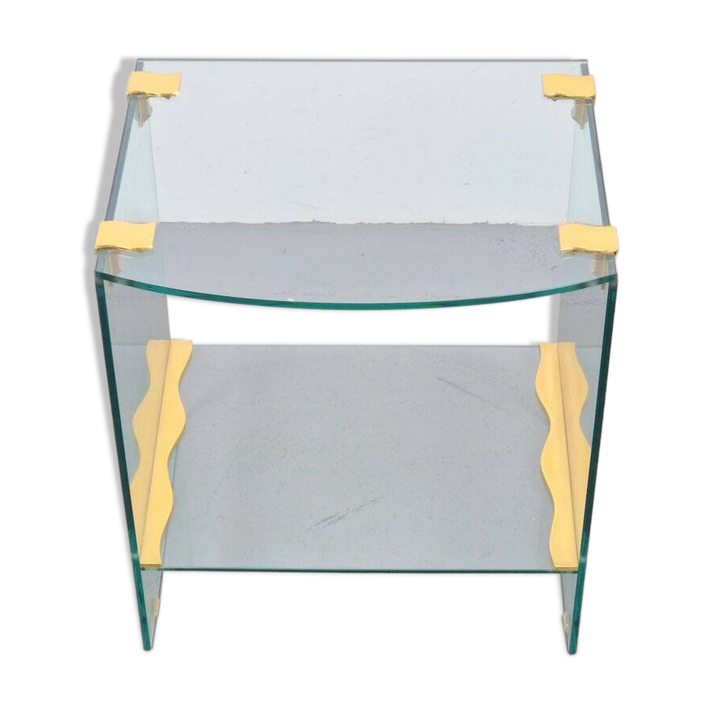 Vintage Regency Brass and Glass Side Table, 1970s