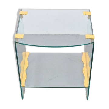 Vintage Regency Brass and Glass Side Table, 1970s