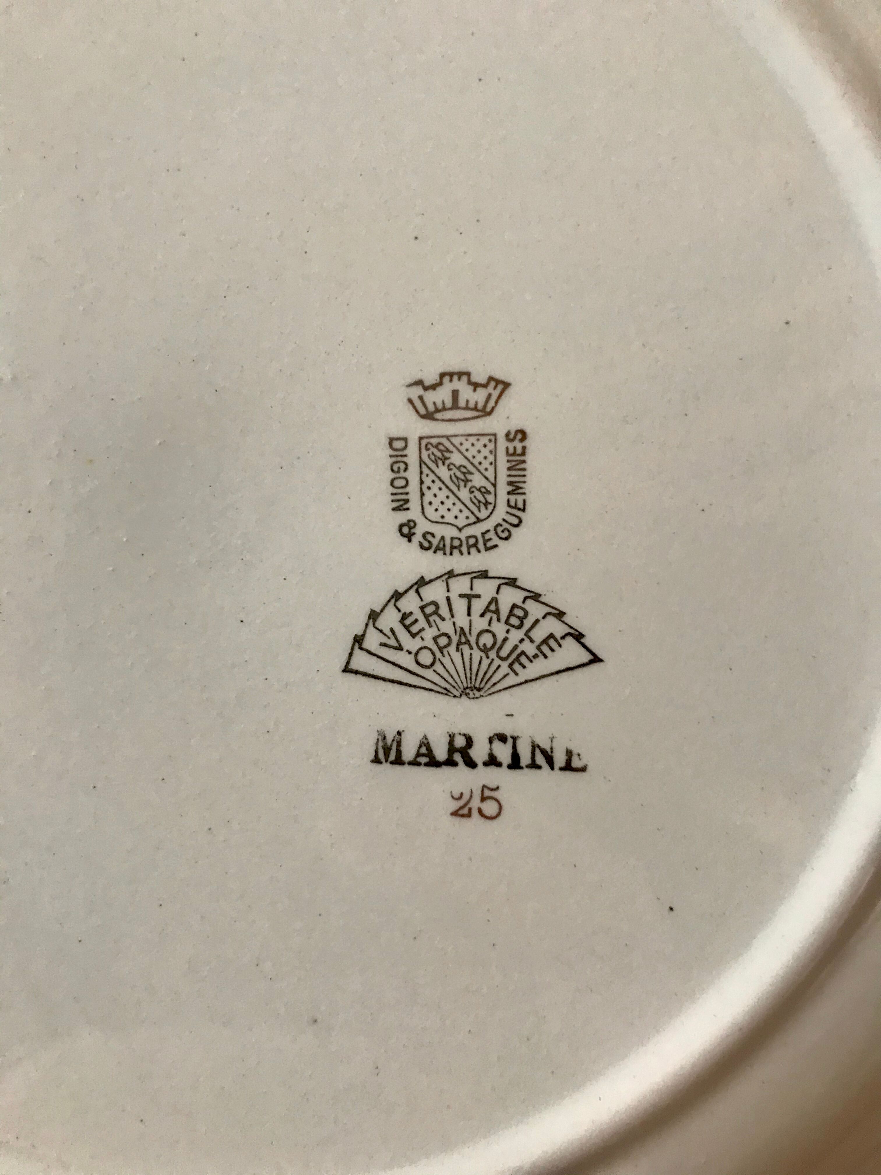Lot de 16 assiettes Digoin Sarreguemines, modèle Martine