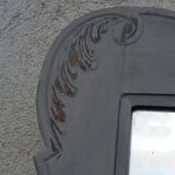 Antique Louis XV style mirror in solid oak with grey patina, 131cm.