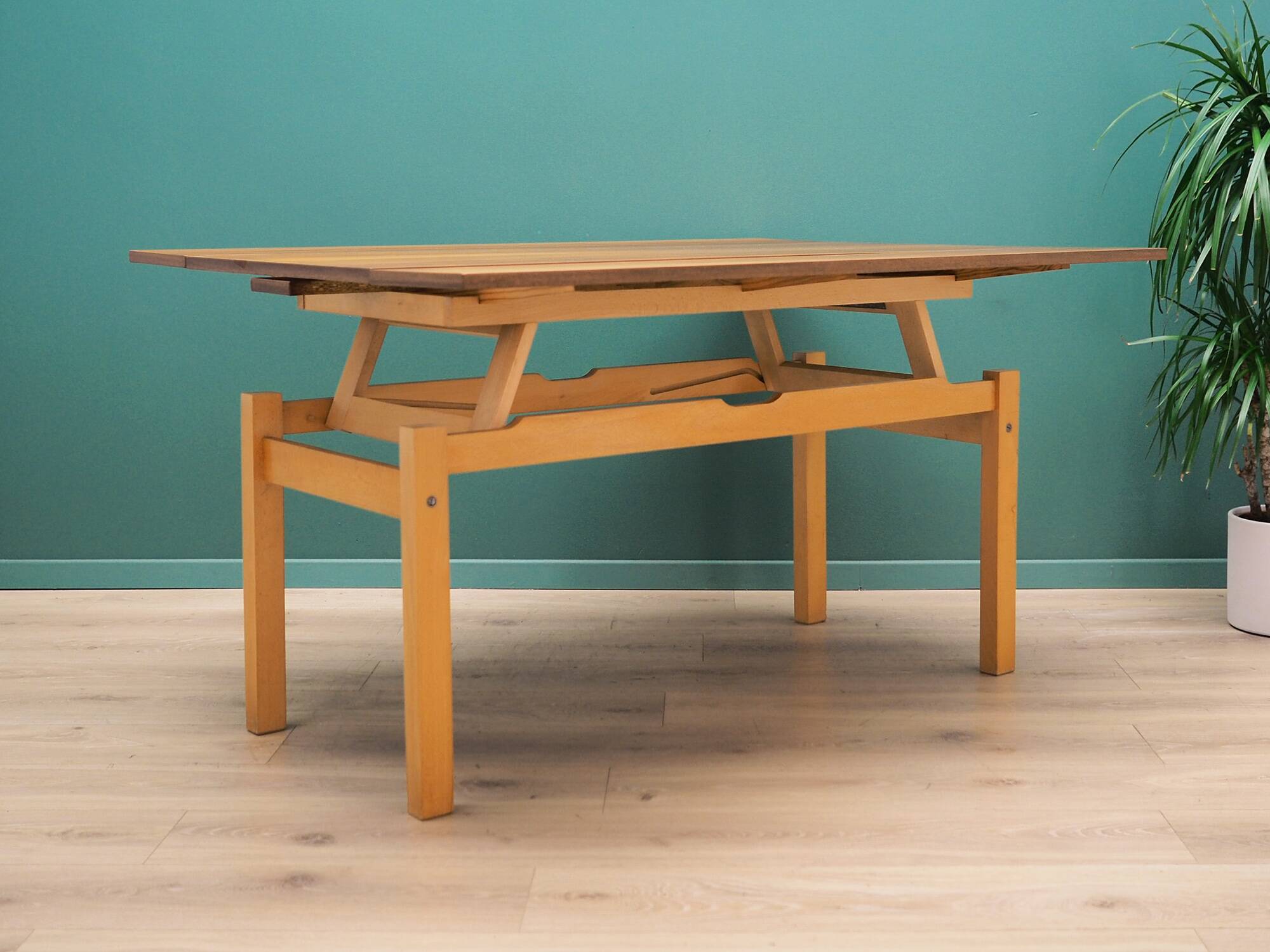 Beech table, Polish design, 1980s, manufacturer: OFM