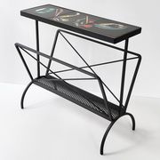 Vintage 1950s side table magazine rack ceramic & steel 50s 1950s music
