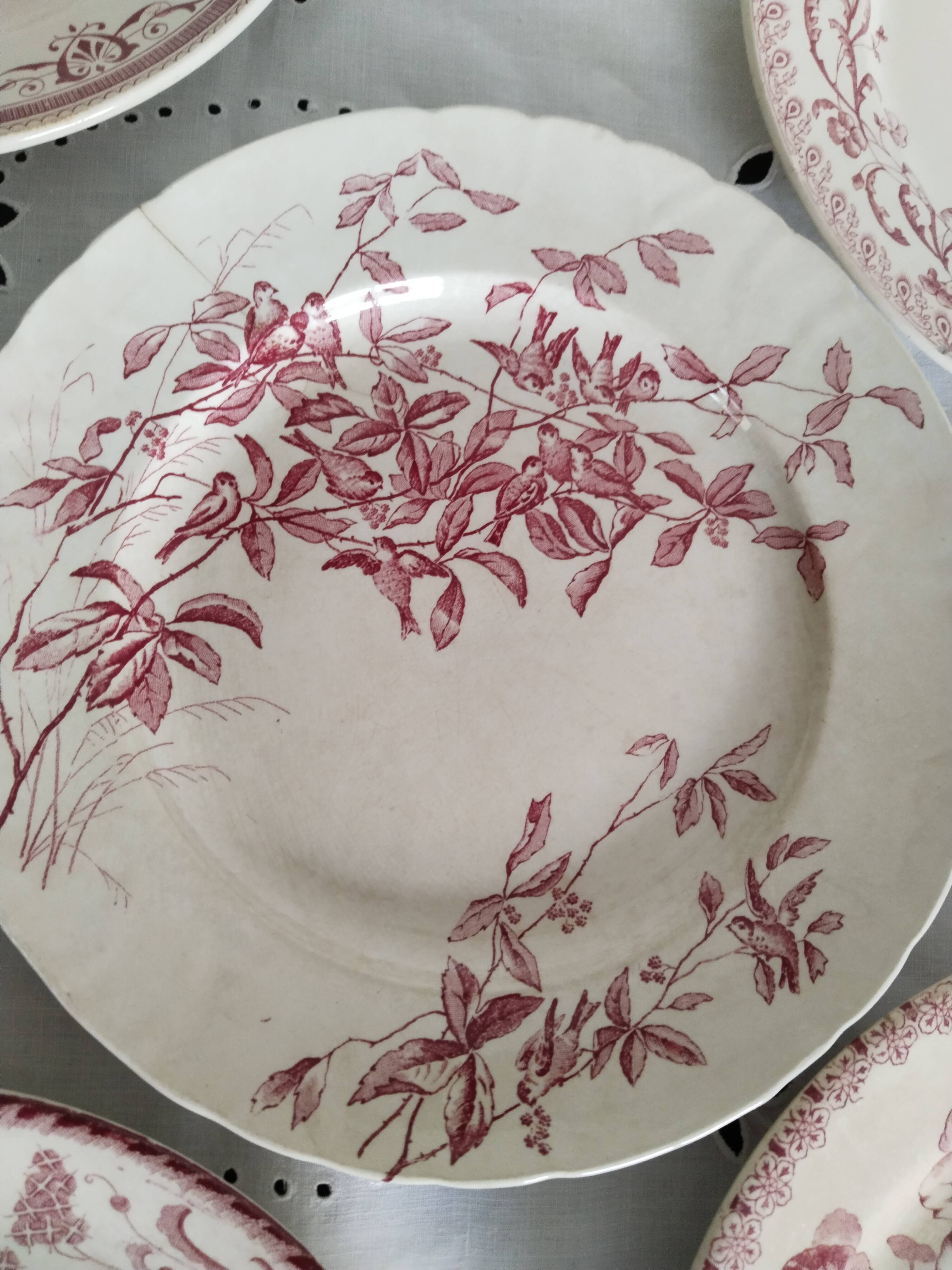 Set of 6 dinner plates in Terre de fer earthenware, red color