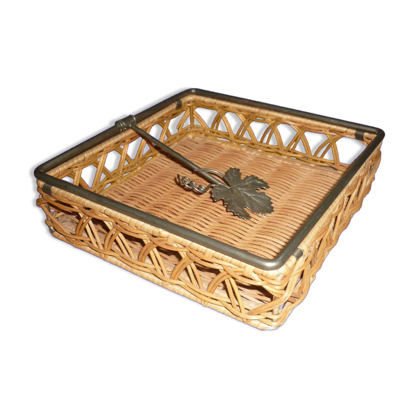 Metal and wicker napkin rack