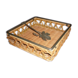 Metal and wicker napkin rack