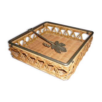 Metal and wicker napkin rack
